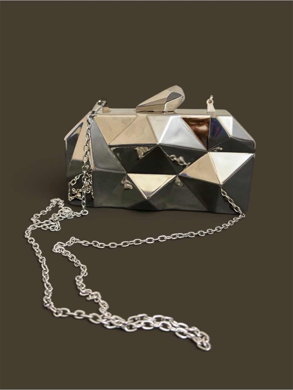 Shein rigid party bag (clutch) metallic with a striking geometric design